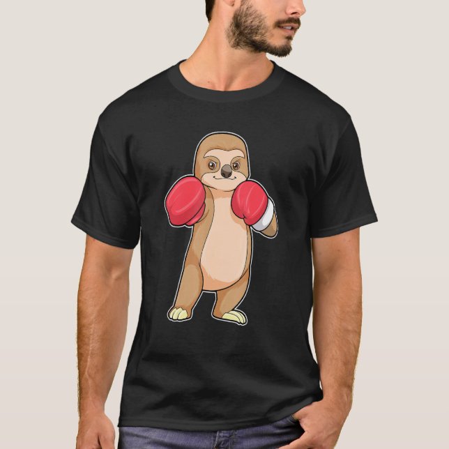 Sloth Boxer Boxing Gloves Sports T-Shirt (Front)