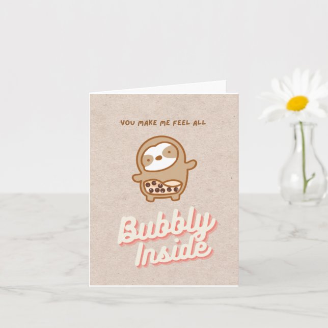 Sloth Bubble Tea Card (Small Plant)