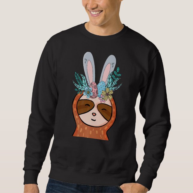 Sloth Bunny Easter Day Cute Rabbit Egg Hunt Boys G Sweatshirt (Front)