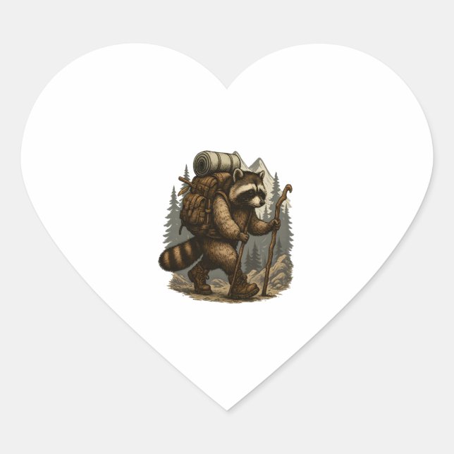 Sloth Camping Hiking Heart Sticker (Front)