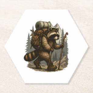 Sloth Camping Hiking Paper Coaster