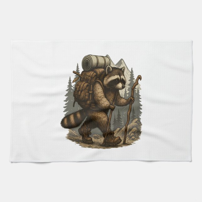 Sloth Camping Hiking Tea Towel (Horizontal)