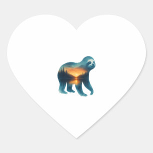 Sloth Camping Lover Heart Sticker