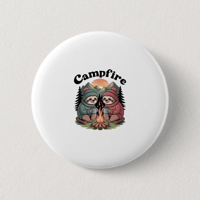 Sloth camping Team Official campfire 6 Cm Round Badge (Front)