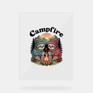 Sloth camping Team Official campfire Acrylic Sign