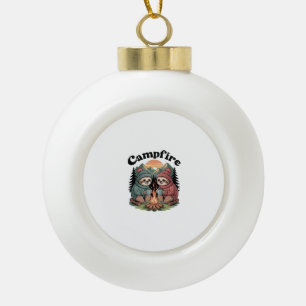 Sloth camping Team Official campfire Ceramic Ball Christmas Ornament