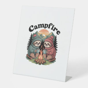 Sloth camping Team Official campfire Pedestal Sign