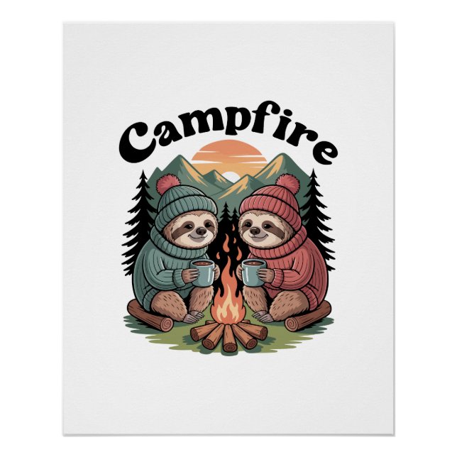 Sloth camping Team Official campfire Poster (Front)