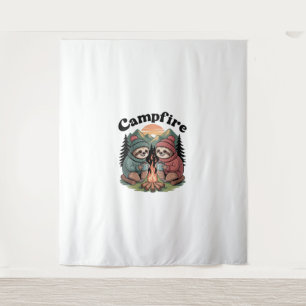 Sloth camping Team Official campfire Tapestry