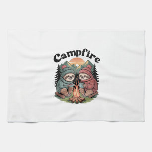 Sloth camping Team Official campfire Tea Towel
