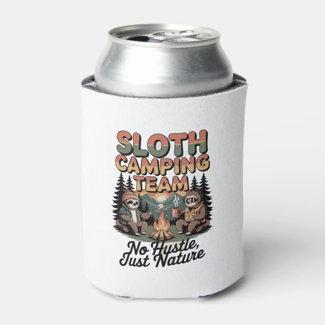 sloth camping team with nature can cooler (Can Front)