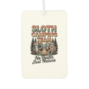 sloth camping team with nature car air freshener
