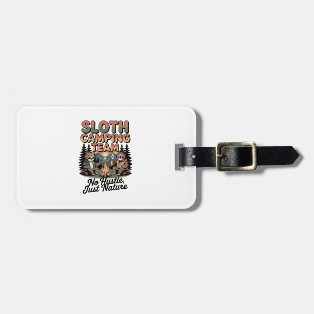 sloth camping team with nature luggage tag (Front Horizontal)