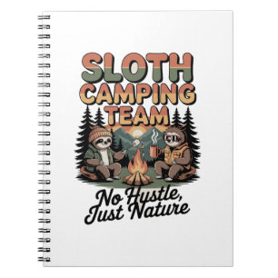 sloth camping team with nature notebook
