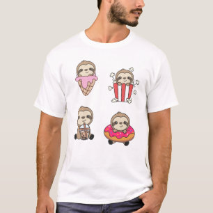 Sloth Candy Bubble Tea Popcorn Doughnut Sweet T-Shirt