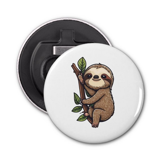Sloth cartoon illustration bottle opener (Front)