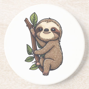 Sloth cartoon illustration coaster