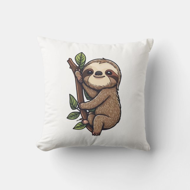 Sloth cartoon illustration cushion (Front)