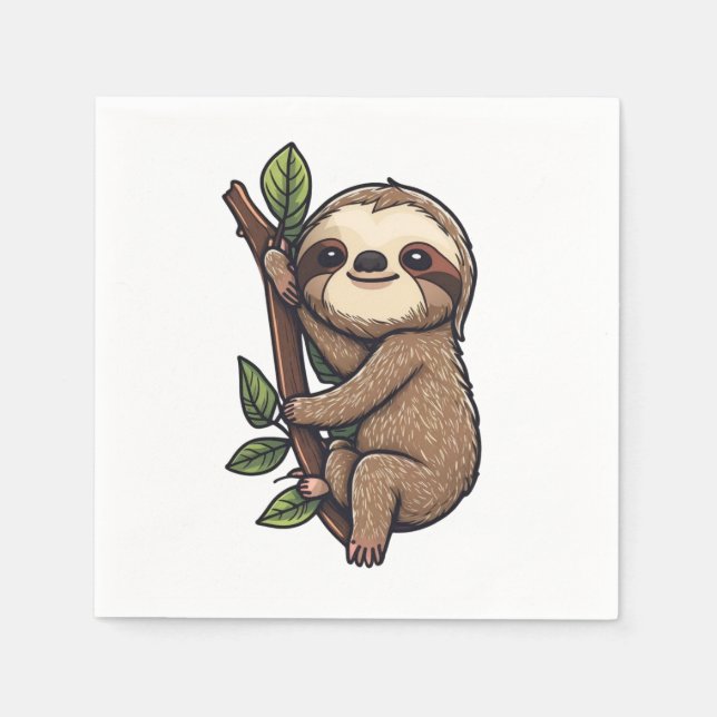 Sloth cartoon illustration napkin (Front)
