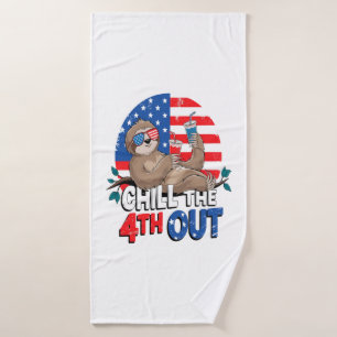 Sloth Chill the 4th out Patriotic USA Bath Towel