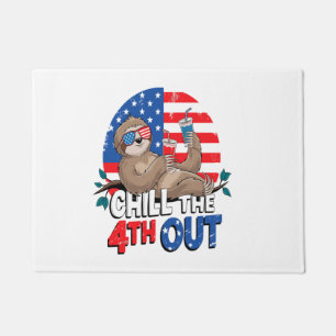Sloth Chill the 4th out Patriotic USA Doormat