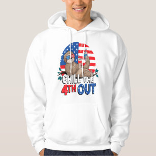 Sloth Chill the 4th out Patriotic USA Hoodie