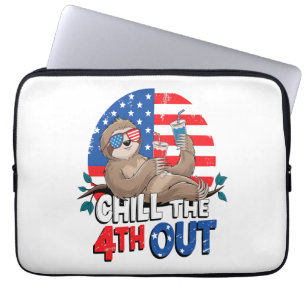 Sloth Chill the 4th out Patriotic USA Laptop Sleeve