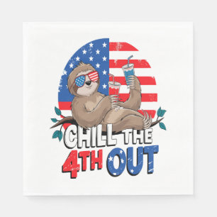 Sloth Chill the 4th out Patriotic USA Napkin