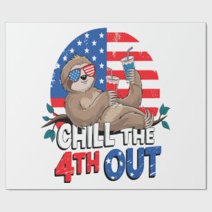 Sloth Chill the 4th out Patriotic USA Wrapping Paper