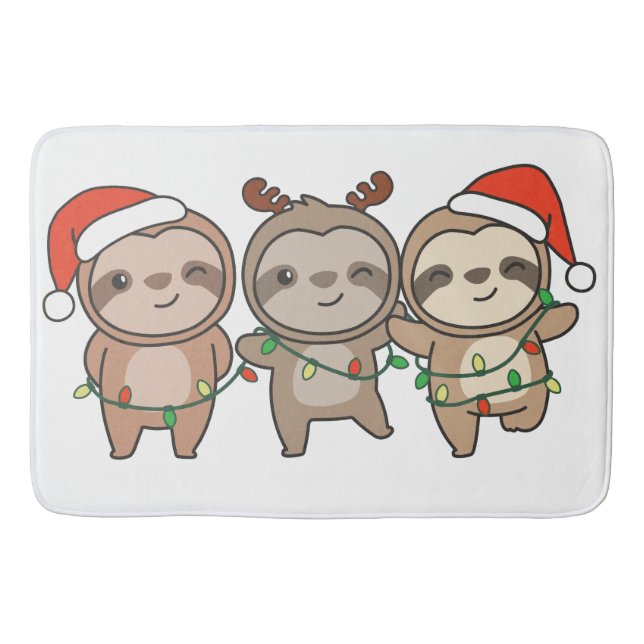 Sloth Christmas Christmas Animals Cute Sloth Bath Mat (Front)