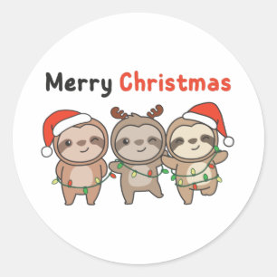 Sloth Christmas Cute Sloths Merry Christmas Classic Round Sticker