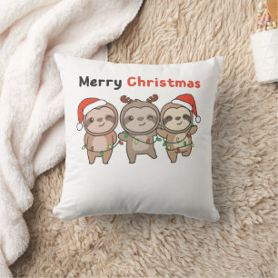 Sloth Christmas Cute Sloths Merry Christmas Cushion