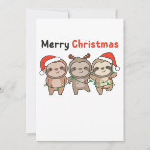 Sloth Christmas Cute Sloths Merry Christmas Holiday Card