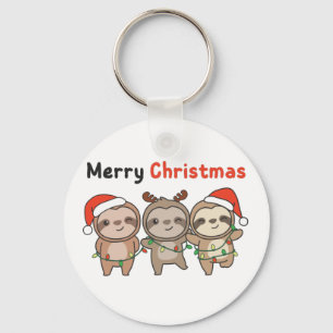 Sloth Christmas Cute Sloths Merry Christmas Keycha Key Ring