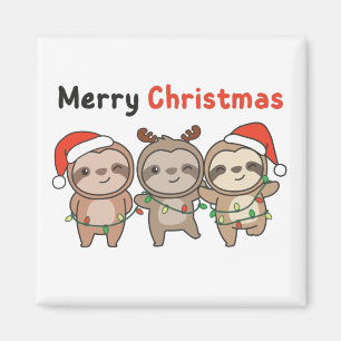 Sloth Christmas Cute Sloths Merry Christmas Magnet
