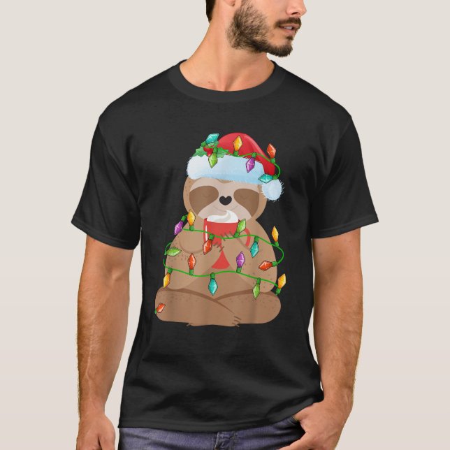 Sloth Christmas For Boys Girls Kids Lights Sloth X T-Shirt (Front)