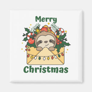 Sloth Christmas Letter Winter Animals Sloths Magnet