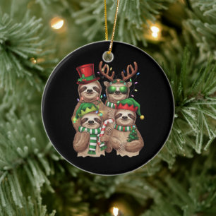 Sloth Christmas Merry Slothmas Sloth Lover Gift Ceramic Ornament