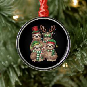Sloth Christmas Merry Slothmas Sloth Lover Gift Metal Ornament
