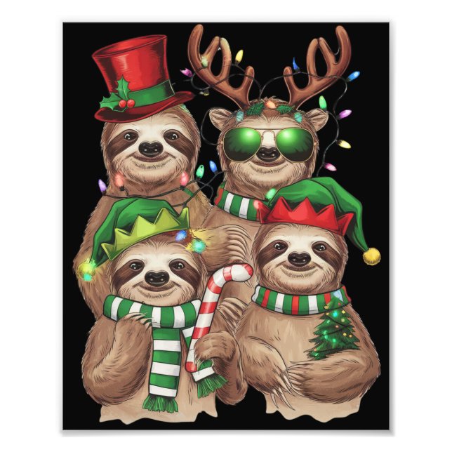 Sloth Christmas Merry Slothmas Sloth Lover Gift Photo Print (Front)