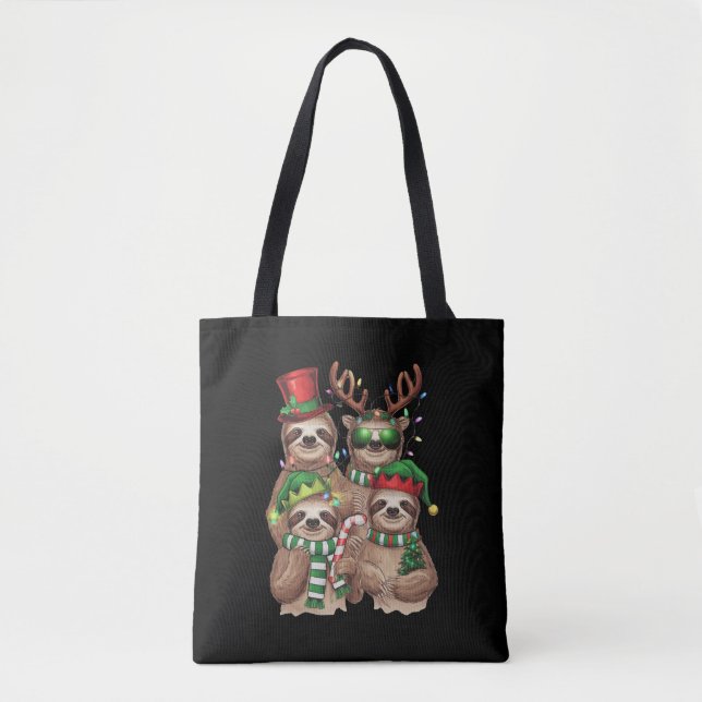 Sloth Christmas Merry Slothmas Sloth Lover Gift Tote Bag (Front)