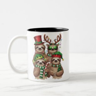 Sloth Christmas Merry Slothmas Sloth Lover Gift Two-Tone Coffee Mug
