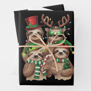 Sloth Christmas Merry Slothmas Sloth Lover Gift Wrapping Paper Sheet