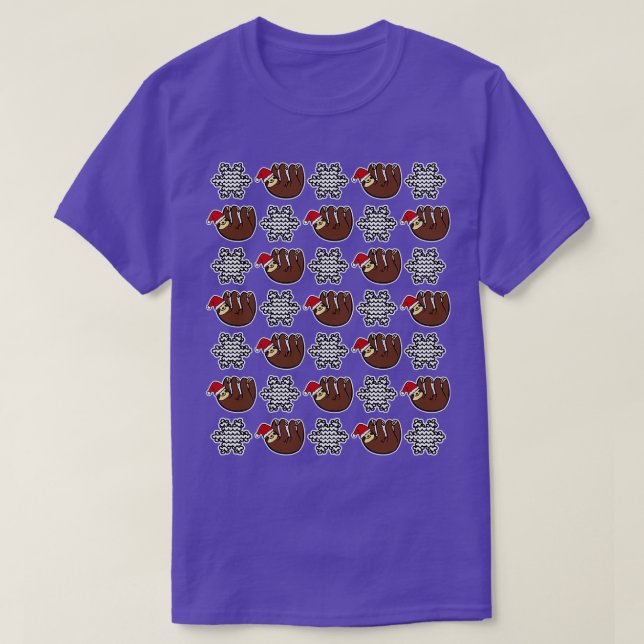 Sloth Christmas Pattern T-Shirt (Design Front)