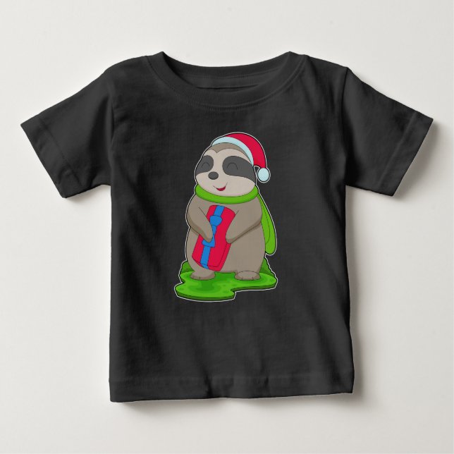 Sloth Christmas Santa hat Baby T-Shirt (Front)