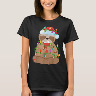 Sloth Christmas Shirt For Boys Girls Kids Lights S