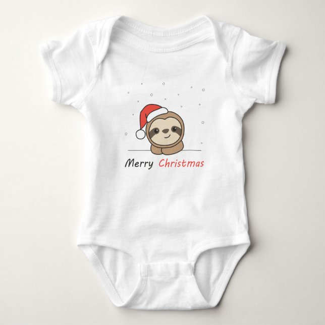 Sloth Christmas Snow Winter Animals Sloths Baby Bodysuit (Front)