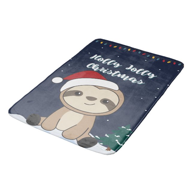Sloth Christmas Snow Winter Animals Sloths Bath Ma Mat (Angled)
