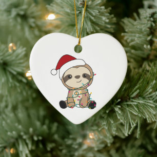 Sloth Christmas Snow Winter Animals Sloths Ceramic Ornament
