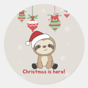 Sloth Christmas Snow Winter Animals Sloths Classic Round Sticker